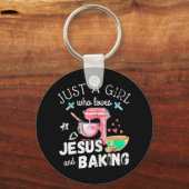 イエスとベーキングを愛する女の子おもしろい- Chr キーホルダー (正面)
