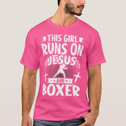 イエスとボクサー走に付いている女の子 Tシャツ (正面)