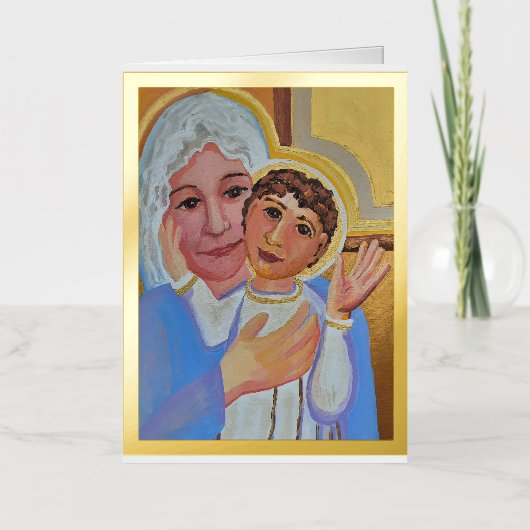 イエスとメアリーの葉書のグリーティングカード 箔グリーティングカード (正面)