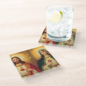 イエスとヴァージンメアリーサリーハート ガラスコースター (アングル)