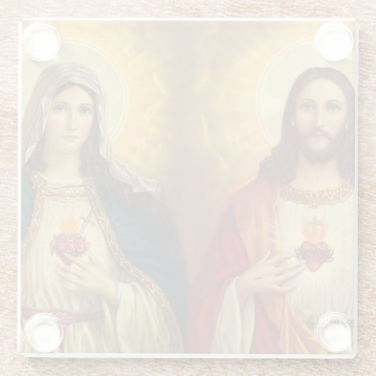 イエスとヴァージンメアリーサリーハート ガラスコースター (裏面)