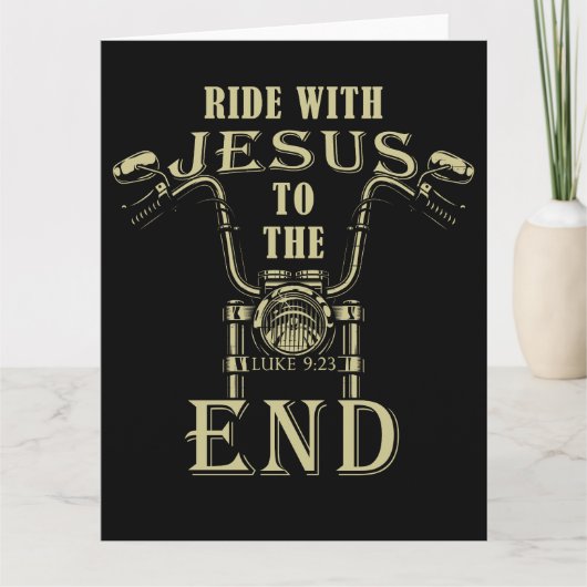 イエスと一緒に乗る – オートバイクリスチャン信仰バイクもしくは自転車に乗る人 サンキューカード (正面)