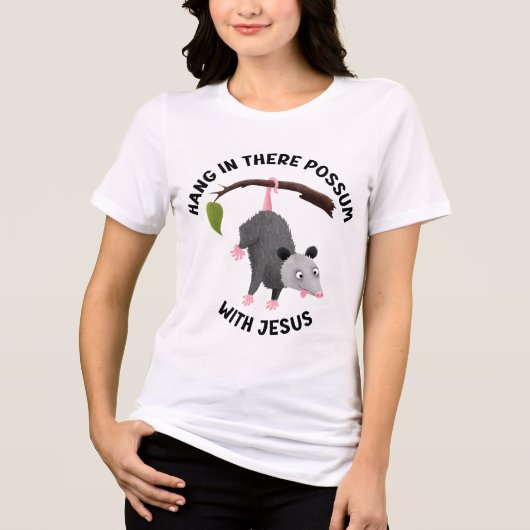 イエスと一緒に頑張ろう 可愛いポッサム キリスト教 トライブレンドTシャツ (正面)