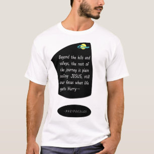 イエスと丘の向こう – 白い文字 Tシャツ