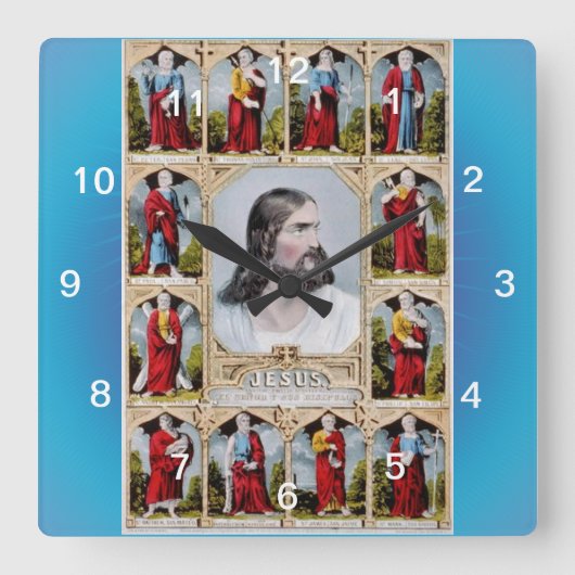 イエスと使徒たちの時計 スクエア壁時計 (正面)