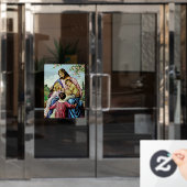 イエスと子供の宗教的イメージ ウィンドウサイン (オフィスドア)