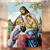 イエスと子供の宗教的イメージ ウィンドウサイン (シート2)