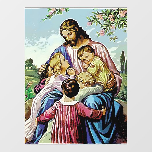 イエスと子供の宗教的イメージ ウィンドウサイン (シート)