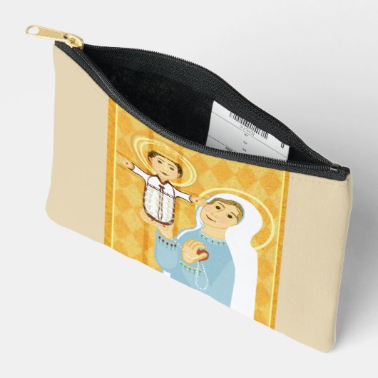 イエスと子供の祈り書のロザリオ アクセサリーポーチ (見開き)