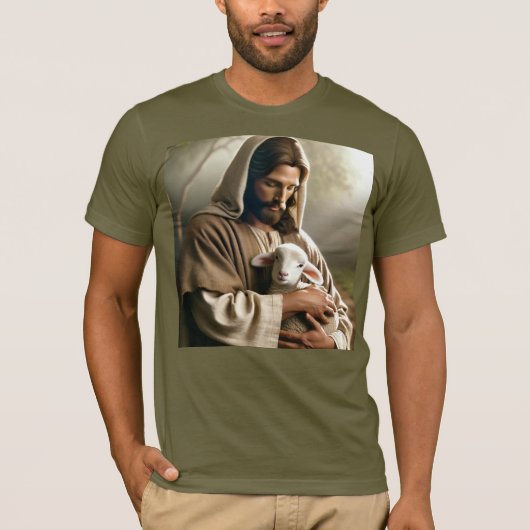 イエスと子羊のキリスト教Tシャツ Tシャツ (正面)