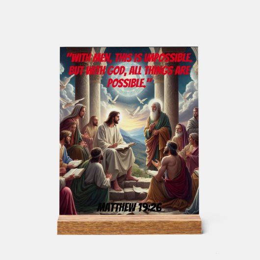 イエスと弟子たち：マタイ19:26 アクリルサイン (正面)