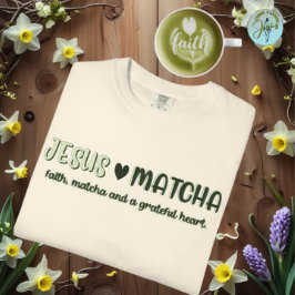 イエスと抹茶、信仰matchaグラフィック tシャツ
