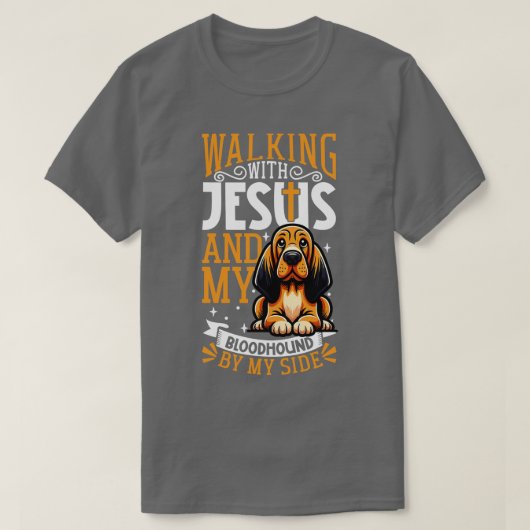 イエスと犬のブラッドハウンド Tシャツ (デザイン正面)
