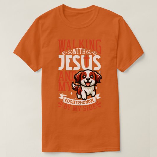 イエスと犬のKooikerhondje Tシャツ (デザイン正面)