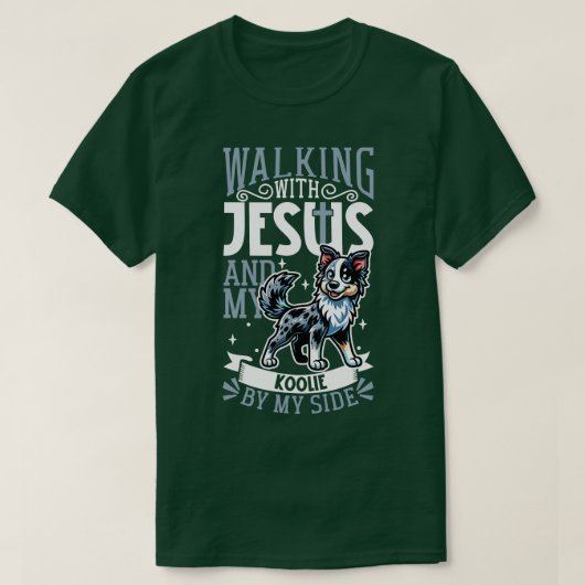 イエスと犬オーストラリアのクーリー Tシャツ (デザイン正面)