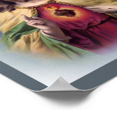 イエスと白熱［赤熱］光を放つハート ポスター (角)