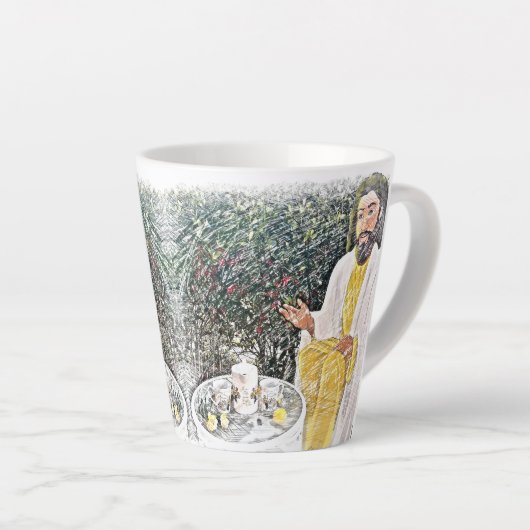 イエスと私とコーヒーまたは紅茶 カフェラテマグ (右アングル)