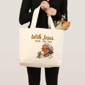 イエスと私のお茶 ラージトートバッグ (正面(商品))