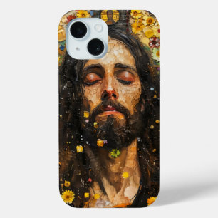 イエスと花の抽象芸術 iPhone 15ケース
