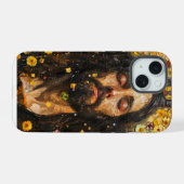 イエスと花の抽象芸術 iPhone 15ケース (裏面横)