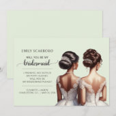 イエスと言う アフリカ系アメリカ人のブライズメイドへの提案 招待状 (正面/裏面)