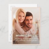 イエスと言ったカリグラフィー写真 ブラッシュエンゲージメント 案内ポストカード (正面/裏面)