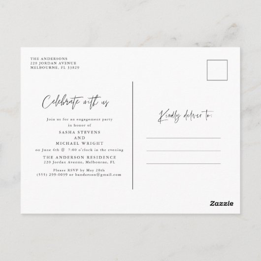 イエスと言った写真エンゲージメントパーティーポストカード ポストカード (裏面)