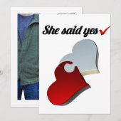 イエスと言った婚約のお知らせ - ハートデザイン 招待状 (正面/裏面)