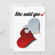 イエスと言った婚約のお知らせ - ハートデザイン
