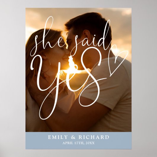 イエスと言った婚約パーティー写真ウェルカムサイン ポスター (正面)