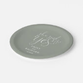 イエスと言った婚約パーティー　セージグリーン ペーパープレート (アングル)