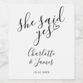 イエスと言った婚約パーティー ラブ ハート ワインラベル (シングルラベル)