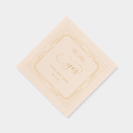 「イエスと言った」アールデコ ブライダルシャワー 箔ナプキン