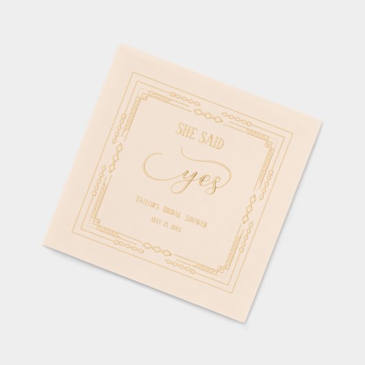 「イエスと言った」アールデコ ブライダルシャワー 箔ナプキン (左)