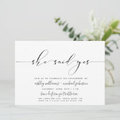 「イエスと言った」カリグラフィー婚約パーティー招待状 招待状 (スタンド正面)