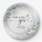 イエスと言った グリーンネリー 幾何学模様 ウェディング ナプキン 紙 ペーパープレート (正面)