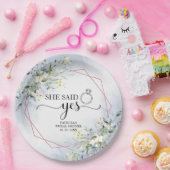 イエスと言った グリーンネリー 幾何学模様 ブライダル ナプキン 紙 ペーパープレート (パーティー)