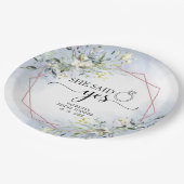 イエスと言った グリーン 幾何学模様 ウェディング ナプキン 紙 ペーパープレート (アングル)