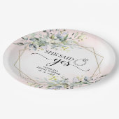 イエスと言った グレenery 幾何学的な ブライダル ペーパープレート (アングル)