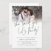 イエスと言った フォトオーバーレイ 婚約パーティー 招待状 (正面/裏面)