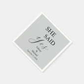 イエスと言った ブライダルシャワー グレー スタンダードカクテルナプキン (角)