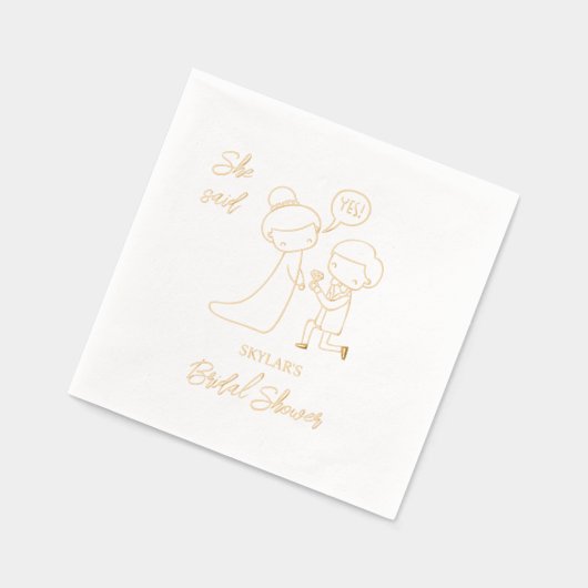 「イエスと言った」ブライダルシャワー 箔ナプキン (左)