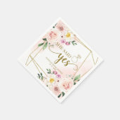 イエスと言った ブラッシュ フラワージオメトリック ブライダルシャワー スタンダードカクテルナプキン (角)