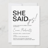 イエスと言った、ミニマルなブライズシャワー 招待状 (正面)