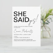 イエスと言った、ミニマルなブライズシャワー 招待状 (スタンド正面)