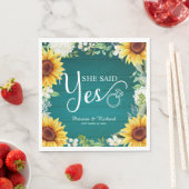 イエスと言った! ラスティックなひまわりエンゲージメントパーティー スタンダードランチョンナプキン (インサイチュ)