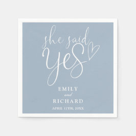 イエスと言った 婚約パーティー エレガント ダスティーブルー スタンダードカクテルナプキン