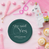 イエスと言った 婚約パーティー グリーン ペーパープレート (パーティー)
