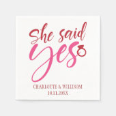 イエスと言った 婚約パーティー スタンダードカクテルナプキン (正面)