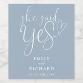 イエスと言った 婚約パーティー ダスティーブルー ワインラベル (シングルラベル)